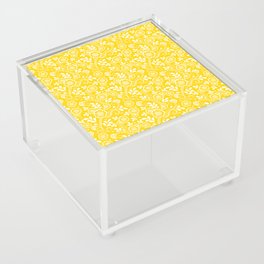 Yellow And White Eastern Floral Pattern Acrylic Box