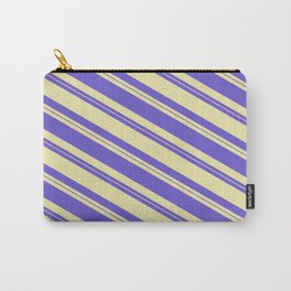 [ Thumbnail: Slate Blue & Pale Goldenrod Colored Lines/Stripes Pattern Carry-All Pouch ]