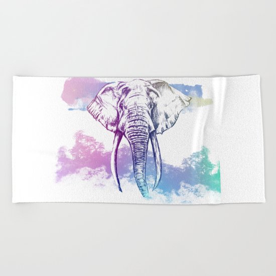Elephant abstract nature Beach Towel