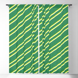 [ Thumbnail: Sea Green, Yellow, and Mint Cream Colored Lined/Striped Pattern Blackout Curtain ]
