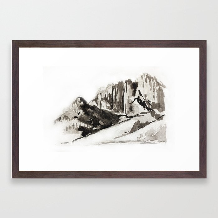 Mountain Ink Wash Landscape Framed Art Print By Marielme Society6