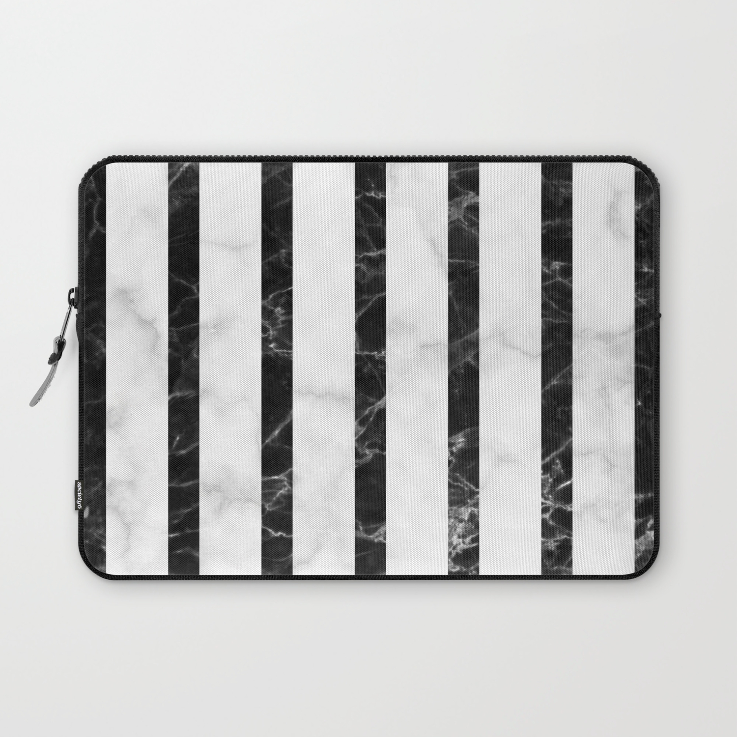 Marble Vertical Stripe Pattern White Marble Black Marble Laptop Sleeve By Rayowag Society6