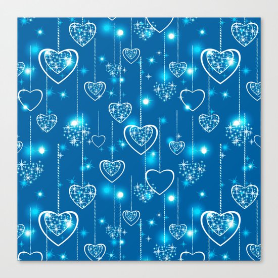 Bright openwork hearts on a light blue background. Canvas Print