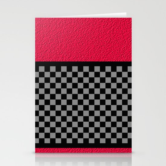 Checkered/Textured Red Stationery Cards