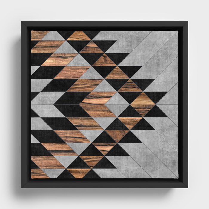 Urban Tribal Pattern No.10 - Aztec - Concrete and Wood Framed Canvas