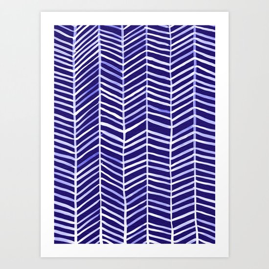 Herringbone – Navy & White Art Print