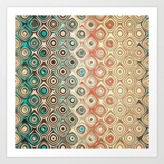 Retro Circles Pattern Art Print