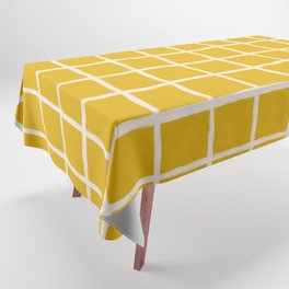 Yellow Checkered Grid Tablecloth