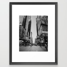 The busy streets of New York City | People crossing NYC crosswalk | Black and white travel photography Framed Art Print