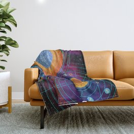 MOON AND PLANETS Throw Blanket