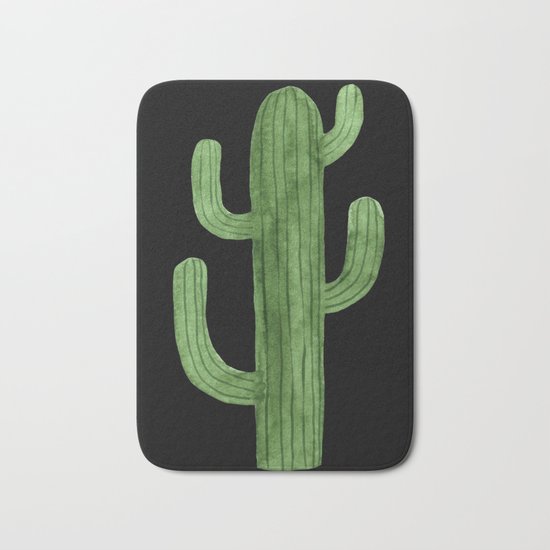 Cactus Solo on Black Bath Mat