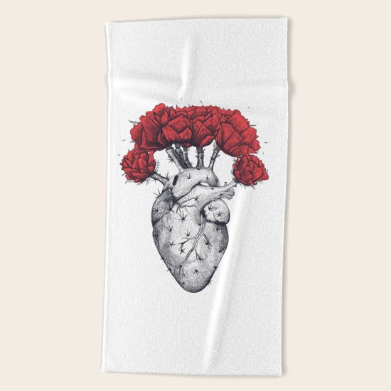 Heart cactus Beach Towel