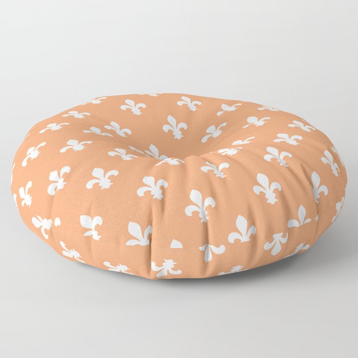 Peach Southern Cottage Fleur de Lys Floor Pillow