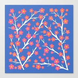 Blooming - coral on periwinkle 2 Canvas Print