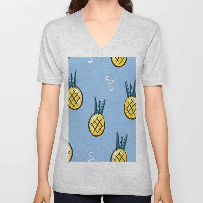 Vintage seamless pattern with pineapples V Neck T Shirt