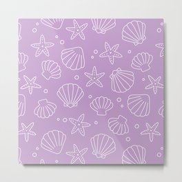 Seashell Pattern (white/lavender) Metal Print