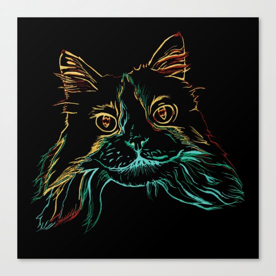 Fluffy Tuxedo Kitty Canvas Print