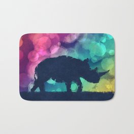 Pop Art Rhinoceros Bath Mat | Watercolor, Tusk, Animal, Geometric, Digital, Wildanimal, Africa, Spectrum, Safari, Rhino 