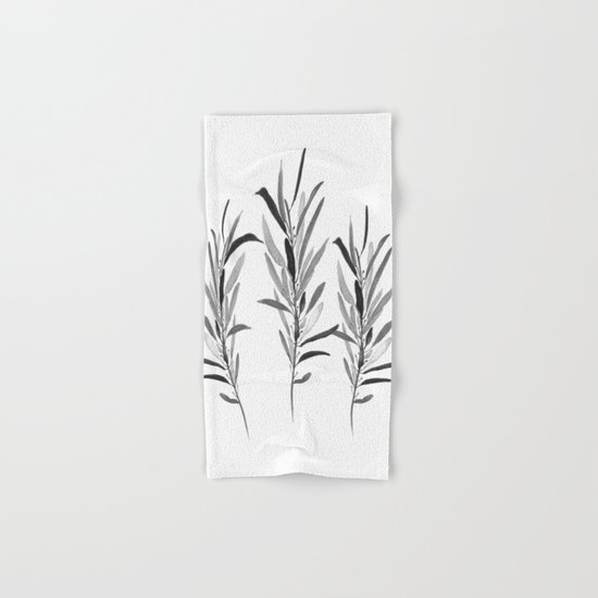 Eucalyptus Branches Black And White Hand & Bath Towel