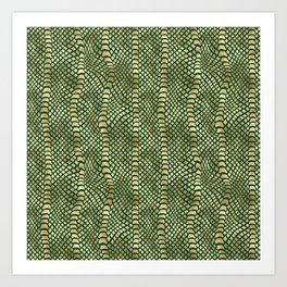 Gold Green Snake Skin Pattern Art Print