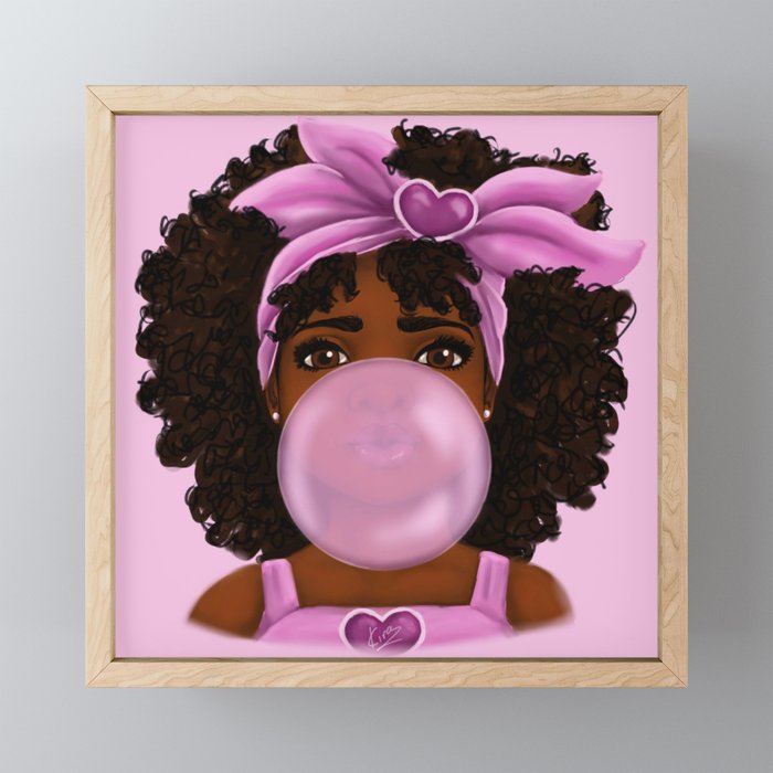 Bubble Gum Portrait Framed Mini Art Print