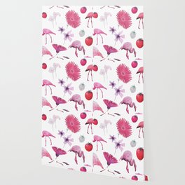 Flamingos, Fruit and Flowers Wallpaper