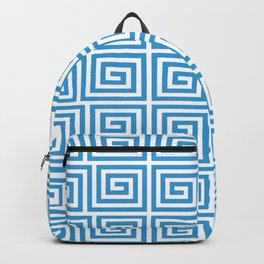 Hollywood Regency Greek Key Pattern Cyan Blue Backpack