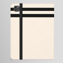 Strong Deco - Minimalist Geometric Design in Black and Almond Cream iPad Folio Case