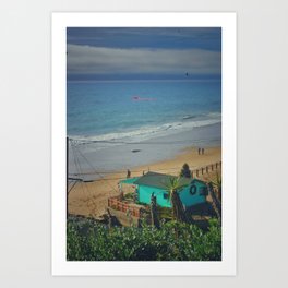 The teal house on the beach Art Print