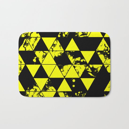 Splatter Triangles In Black And Yellow Bath Mat