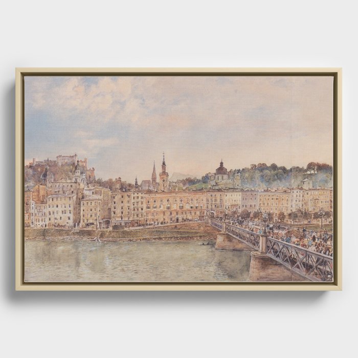 View Of Salzburg 1897 by Rudolf von Alt | Reproduction Framed Canvas