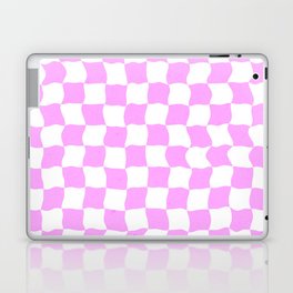 Pink Funky Checkered Pattern Wavy Groovy 70s Laptop Skin