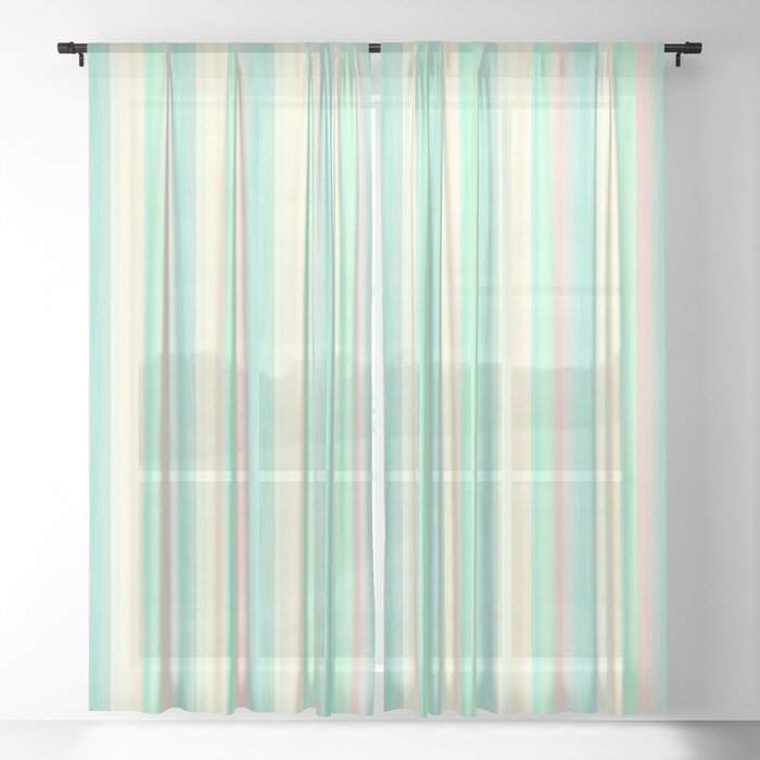 Turquoise Light Yellow Scrapbook Sherbert Sheer Curtain By Textures Society6