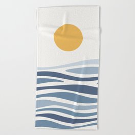 Blue Ocean Waves and the Sun Beach Towel
