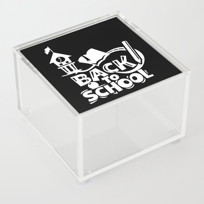 Cute Back To School Illustration Kids Quote Acrylic Box