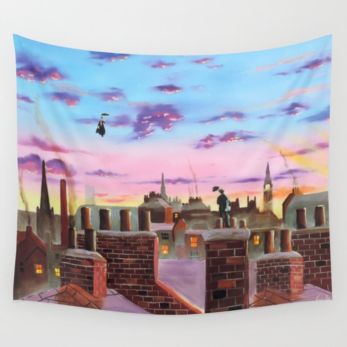 Mary Poppins and Bert Wall Tapestry