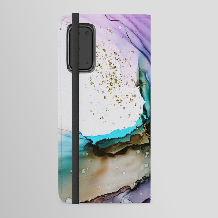Pretty Purple & Gold Design Android Wallet Case