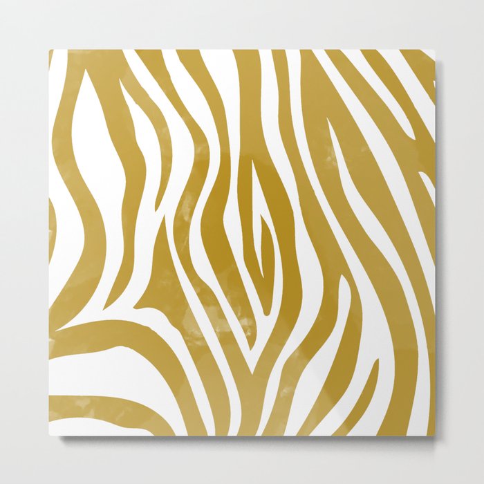Mustard Zebra Metal Print