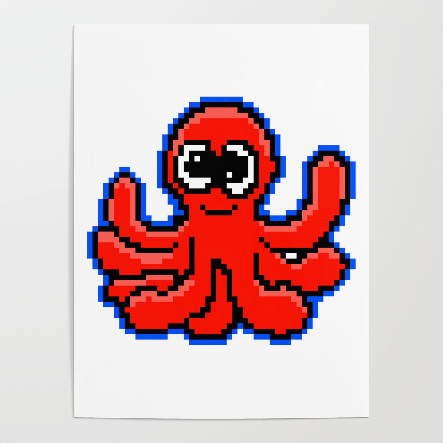 8-Bit Pixel Art Octopus Funny Pixelart Design Poster by Turbo Volcano |  Society6