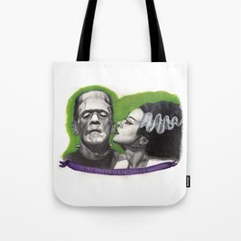 Watercolor Painting of Frankenstein & Bride Tote Bag