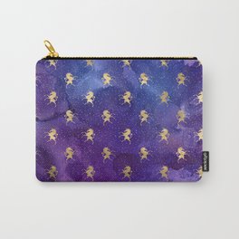 Chic Purple Watercolor Gold Unicorns Carry-All Pouch