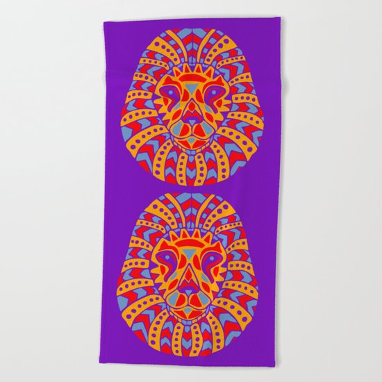 Abstract Lion Design #8 Beach Towel