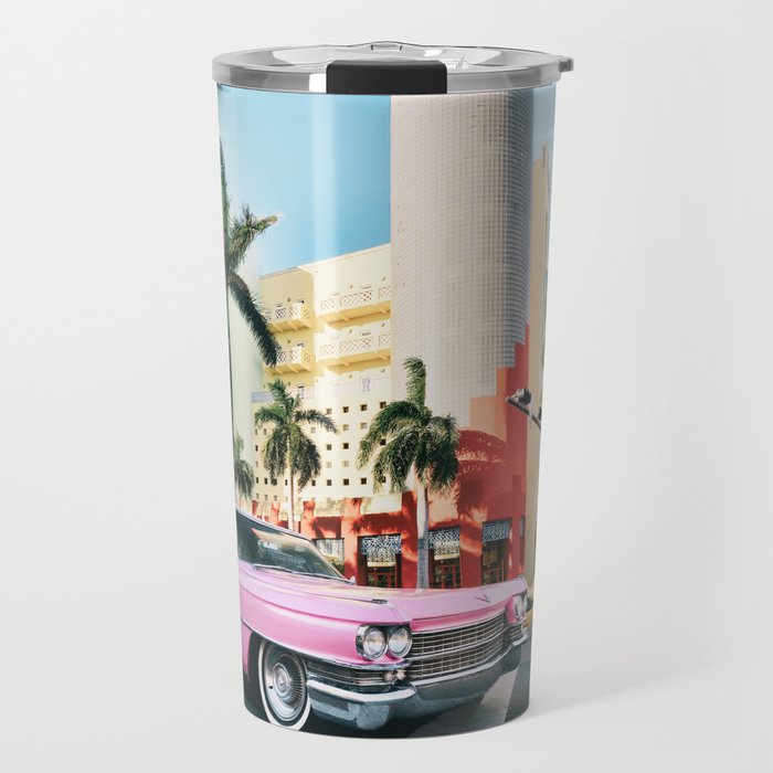 Pink Cadillac , Miami Beach Florida Travel Mug