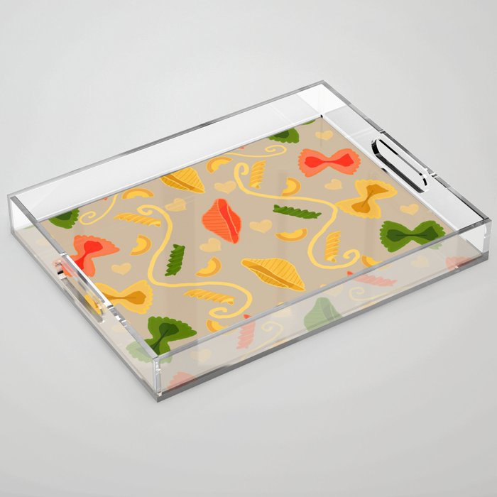 I Love Tri-Color Pasta Pattern Acrylic Tray