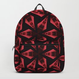 a bewitching red pattern on a black background of a dark burgundy color petals in a circle Backpack
