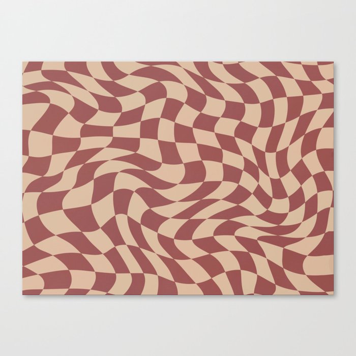 Terracotta warp checked Canvas Print