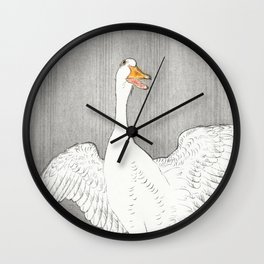 Geese at the river shore - Vintage Japanese Woodblock Print Wall Clock