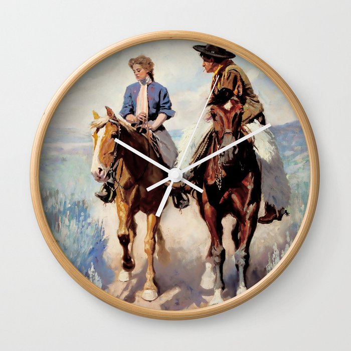 “Prairie Courtship” by W Herbert Dunton Wall Clock