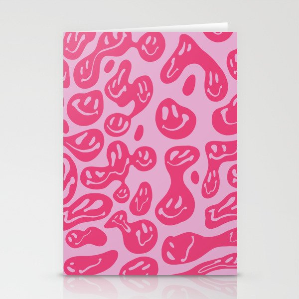 Pink Dripping Smiley Stationery Cards