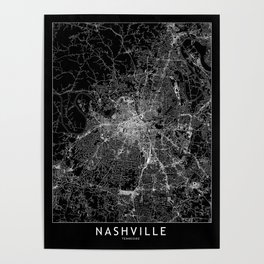 Nashville Black Map Poster
